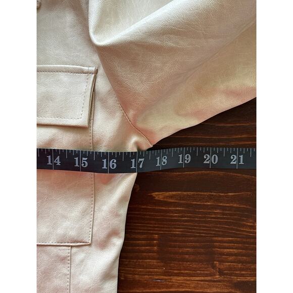 FORMING Faux Leather Button Shirt S Shacket Classic Luxury Retro Streetwear - Picture 11 of 16